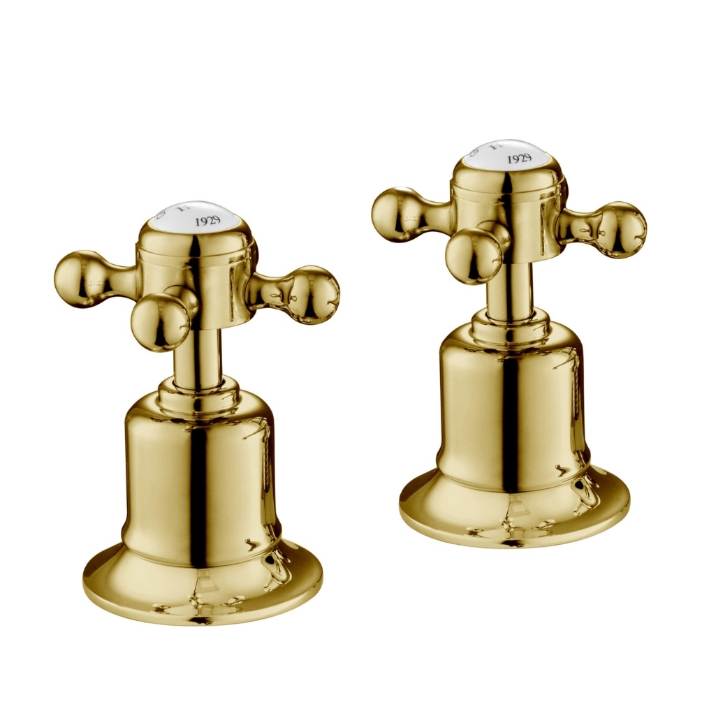 JTP Grosvenor Cross Polished Gold Bath Panel Valves Cut Out